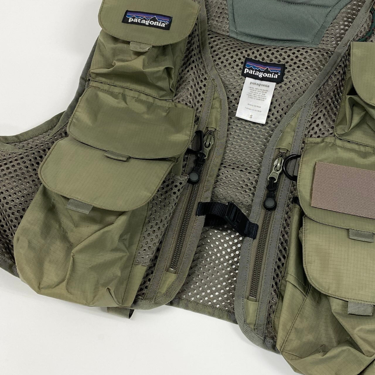 47d16 patagonia パタゴニア フィッシングベスト サイズS カーキ メッシュ Fishing Vest アウトドア ステルスパックt18r