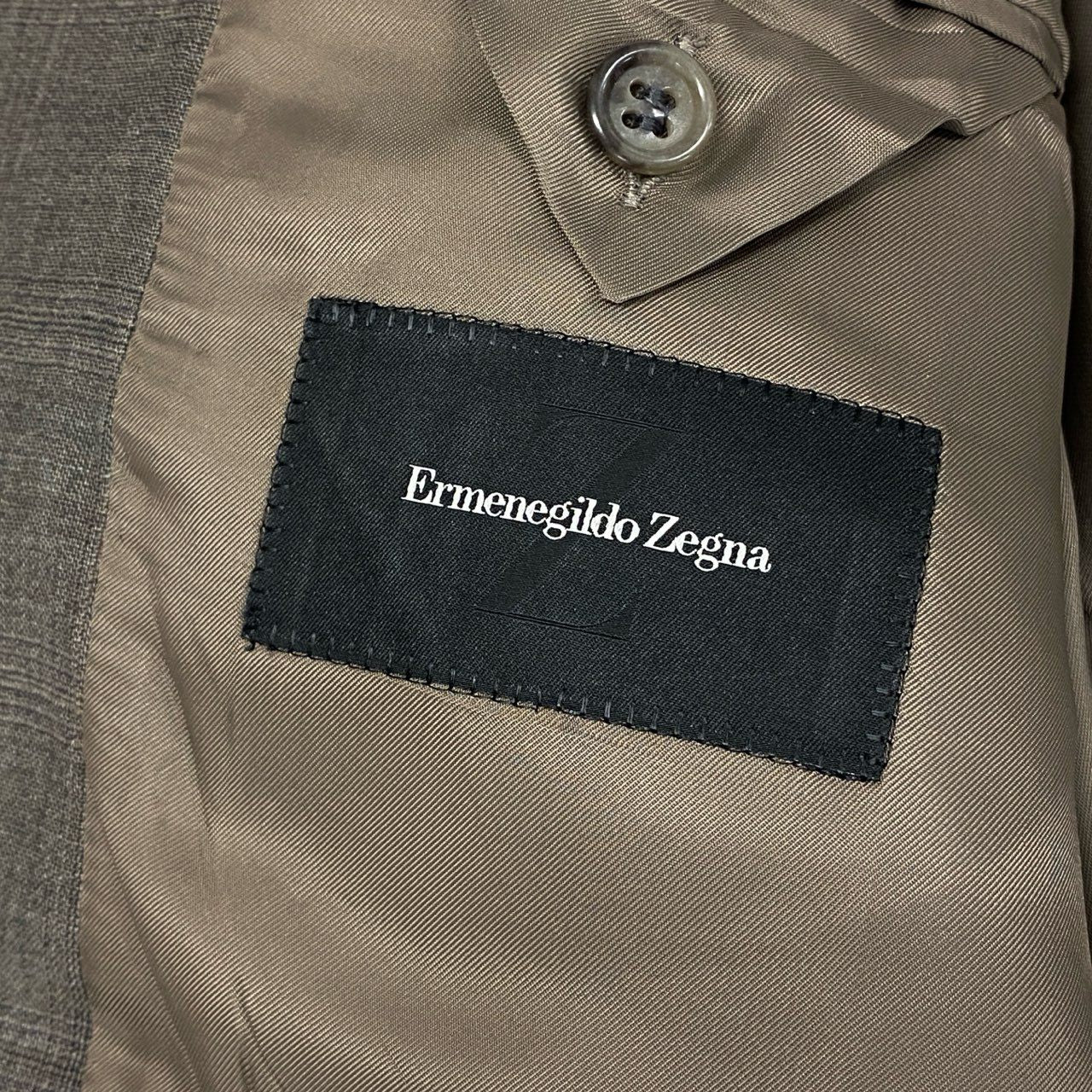 74k11 Ermenegild Zegna エルメネジルドゼニア セットアップスーツ シングルスーツ 3B チェック柄 ビジネス フォーマル メンズ 紳士服 48R ブラウン系 ウールシルクu02t