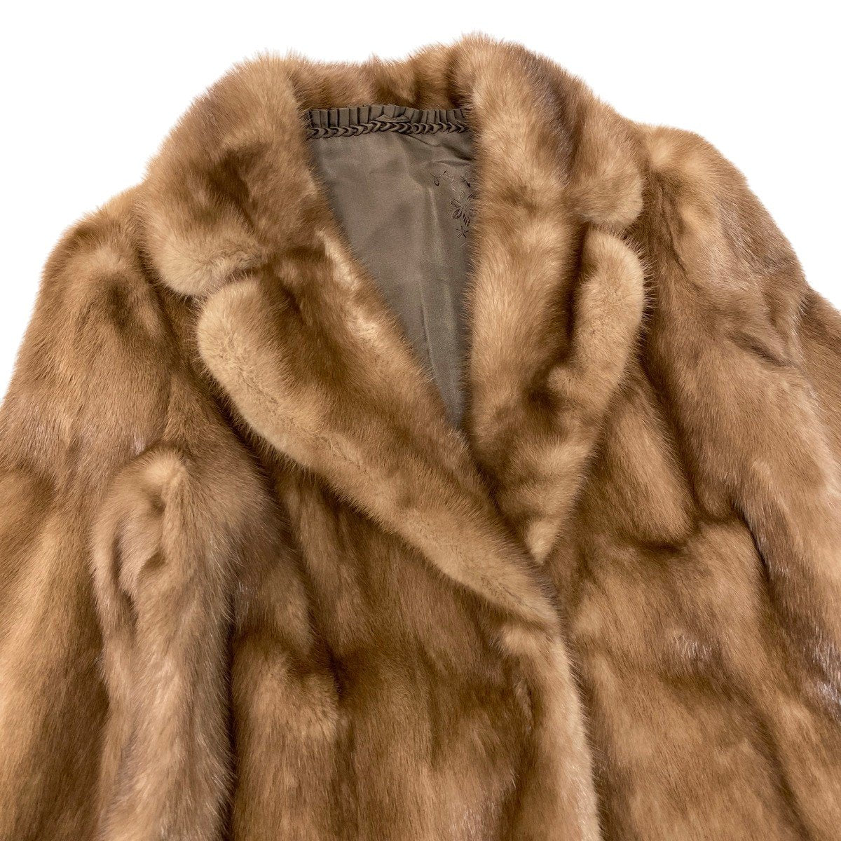 92h8 パステルミンク ファーコート サイズ9 茶系 本毛皮 Pastel Mink Fur Coat リアルファー 柔らか◎t18r