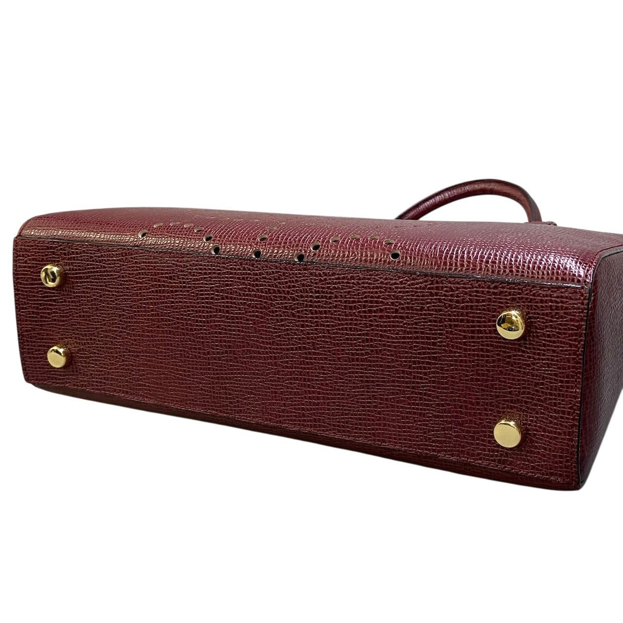 Be16 《極美品》 Orla Kiely オーラカイリー 2WAY レザーショルダーバッグ  ボルドー 本革 パンチング加工 カバン ハンドバッグt18r