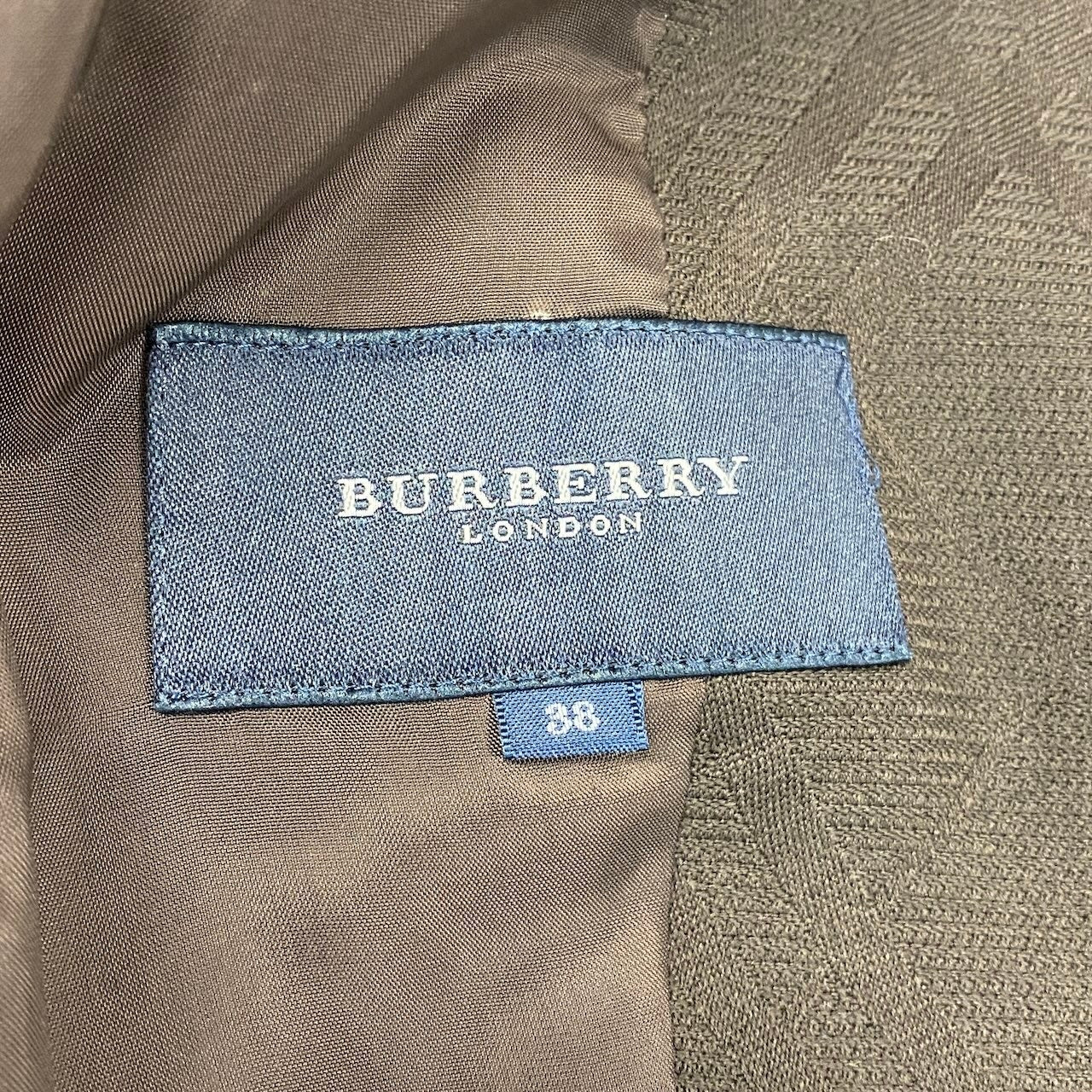 85g7 BURBERRY LONDON バーバリー スタンドカラージャケット チェック柄 比翼ボタン サイズ38 ダークブラウン レディース 女性用o07t