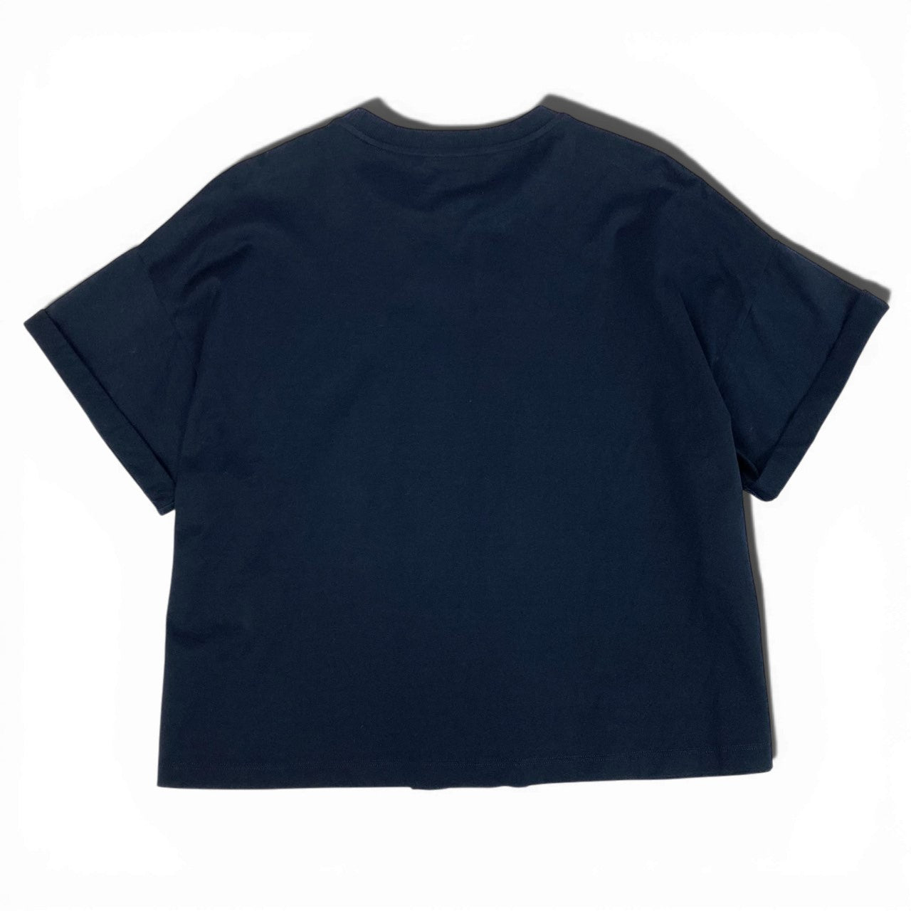 Eb9 PRADA プラダ フリル装飾 半袖カットソー Tシャツ トップス L ネイビー コットン レディースk02i