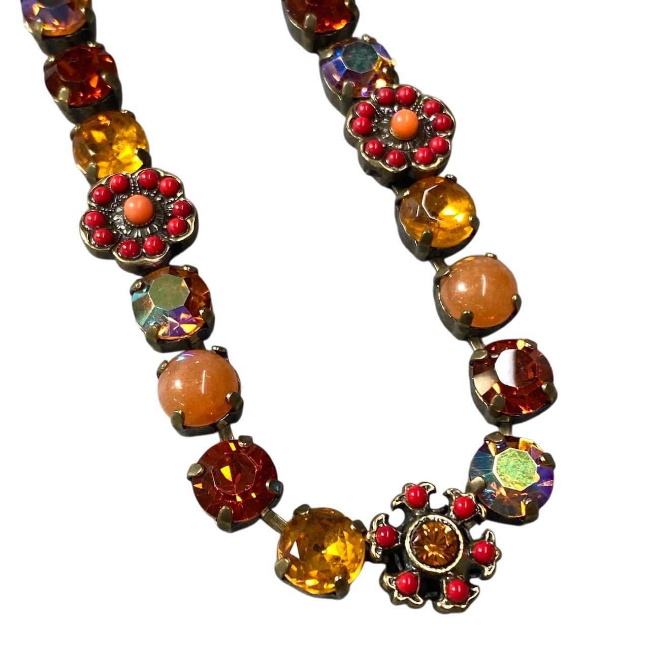 h11 17 《美品》 Mariana マリアナ 天然石 × クリスタル ビジュー オレンジ アクセサリー ジュエリー アンティークt18r