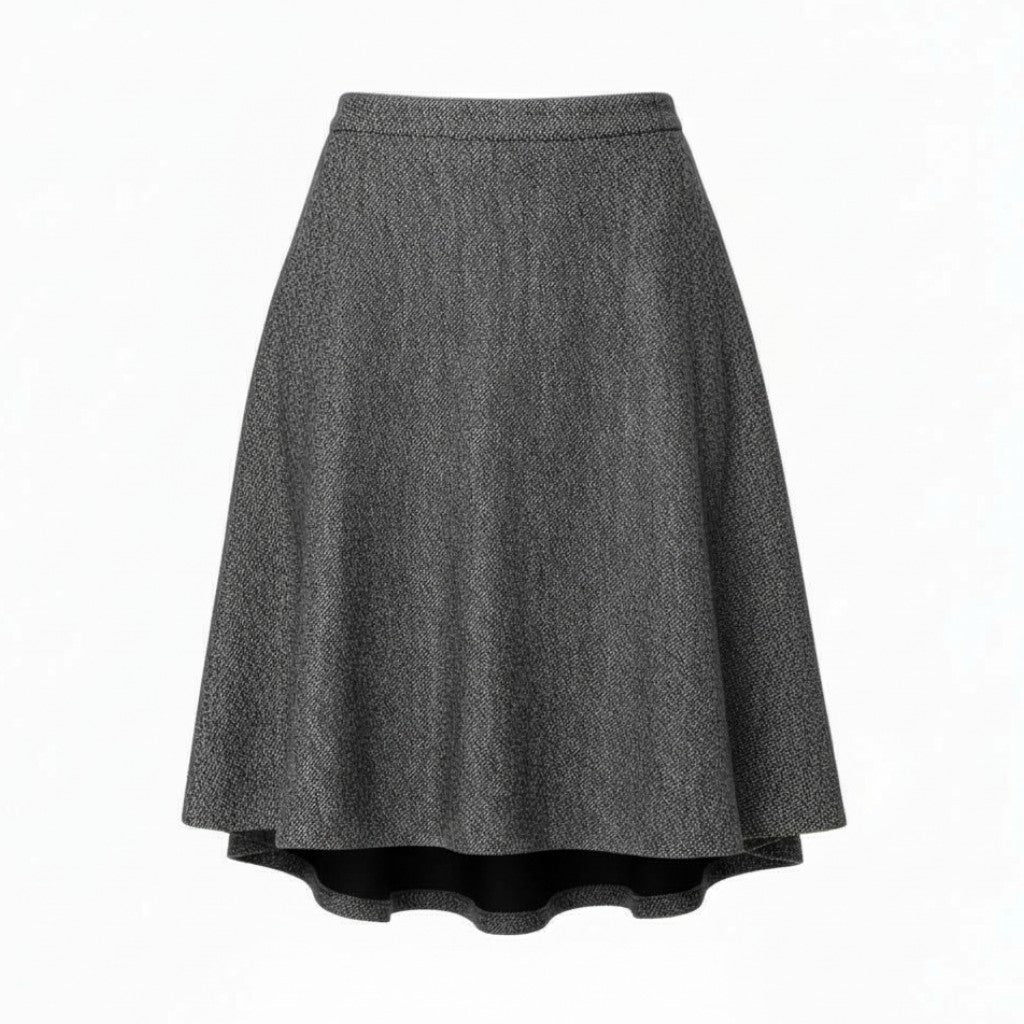 79L15 CELINE セリーヌ フィッシュテールスカート ミドル丈 メランジ バックジップ 38 ブラック レディース 女性用u02t