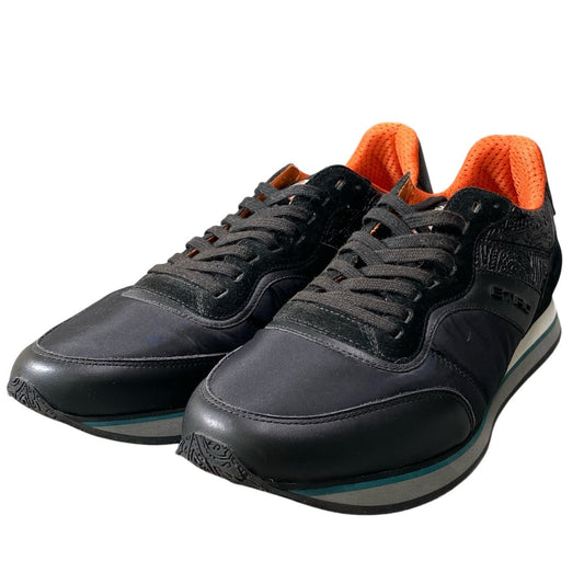 2d20 《美品》 ETRO エトロ レザー切替 ローカットスニーカー サイズ41 ブラック シューズ 紳士靴 ペイズリー 型押しt18r