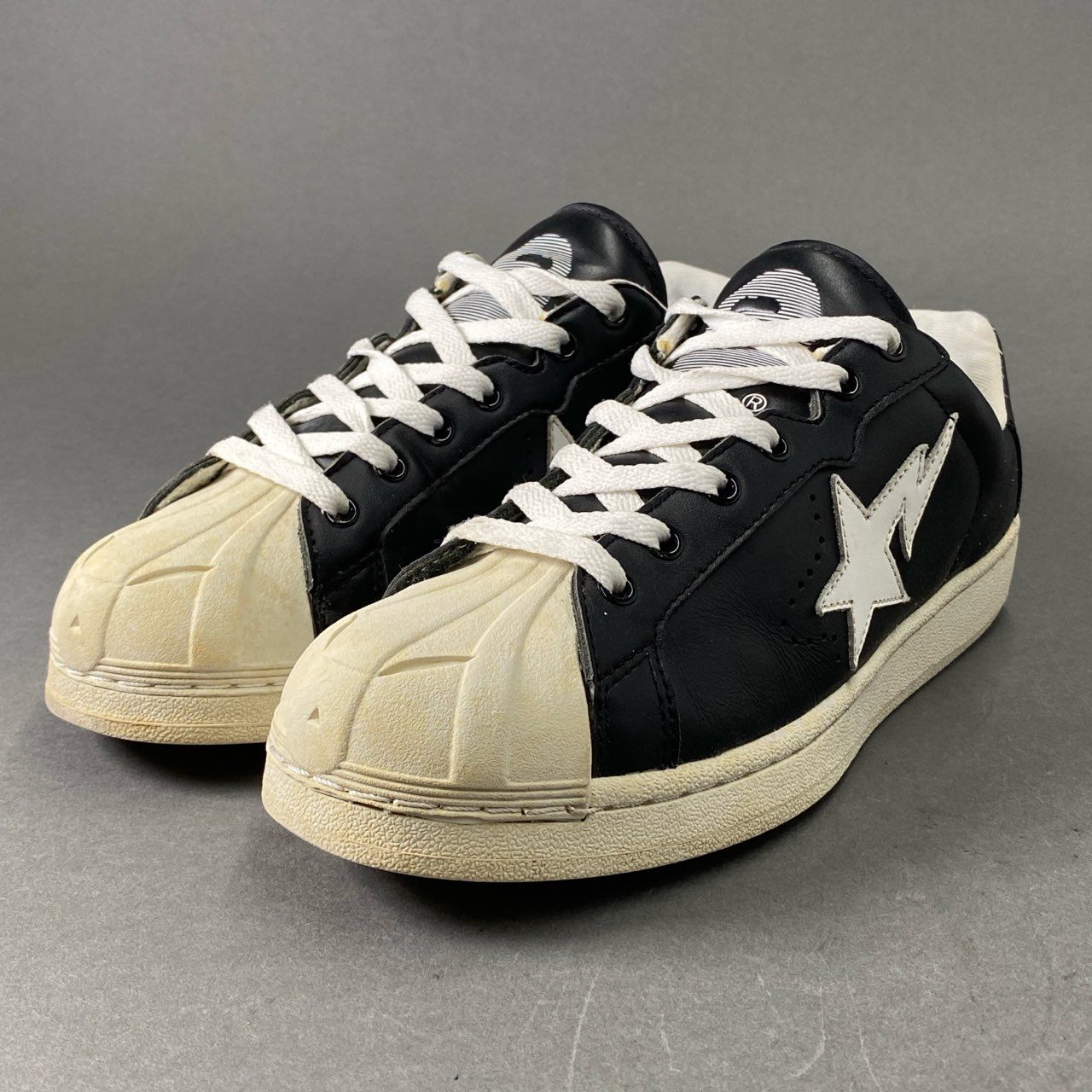 1e19 A BATHING APE アベイシングエイプ BAPE STA ベイプスタ ローカットスニーカー シューズ スター 27 ブラック レザー