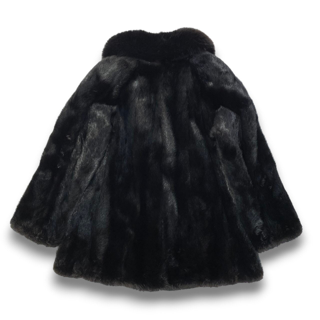 34c20 ダークミンク × フォックスファー コート サイズ11 ブラック 本毛皮 Mink × Fox Fur Coatt18r