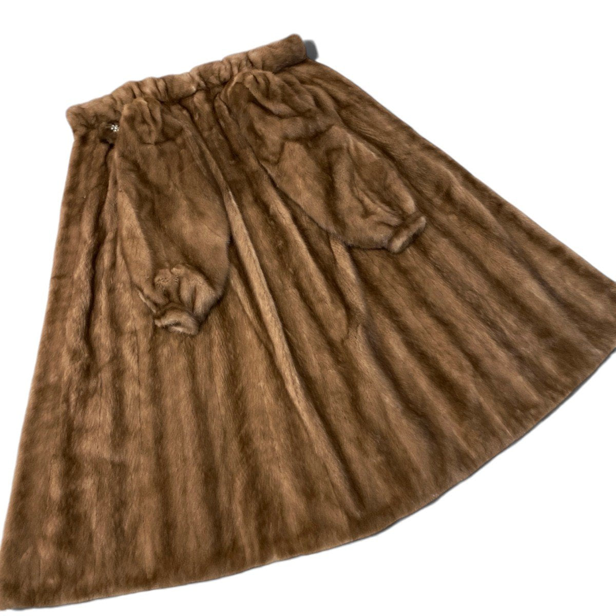 62h19 HYDRA FURS パステルミンク ミンクコート 超ロングコート 着丈120cm ビジューボタン FREE ライトブラウン ミンクファー Mink Fur Coatu02t