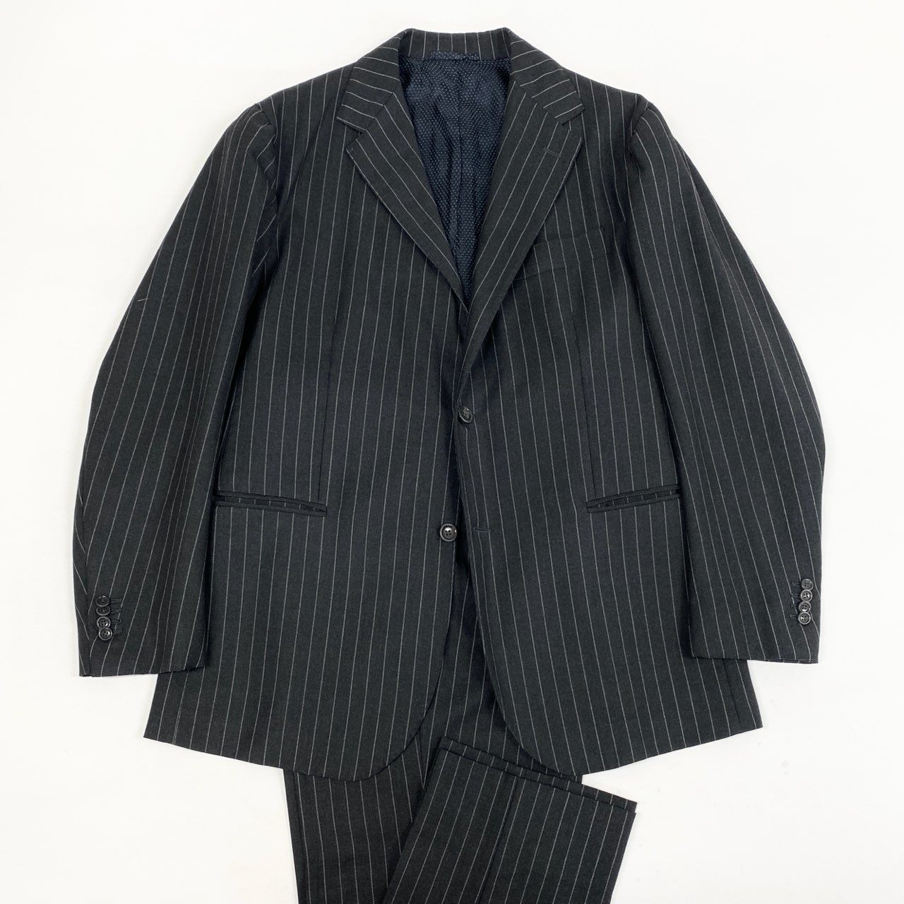 6L17 Stile Latino スティレラティーノ スーツセットアップ テーラードジャケット スラックス ストライプ 52サイズ グレー メンズo07t