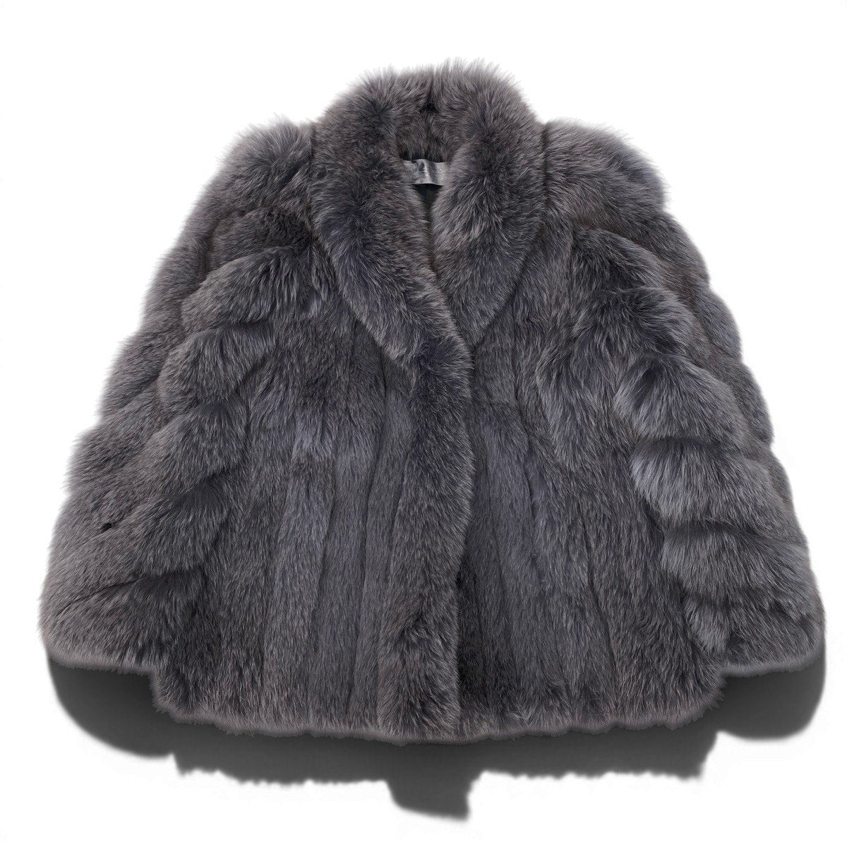 90h8 SAGA FOX サガフォックス 銀サガ 袖段 染め ブルーフォックス ファーコート F グレー 最高級本毛皮 Dyed Fox Fur Coatt18r