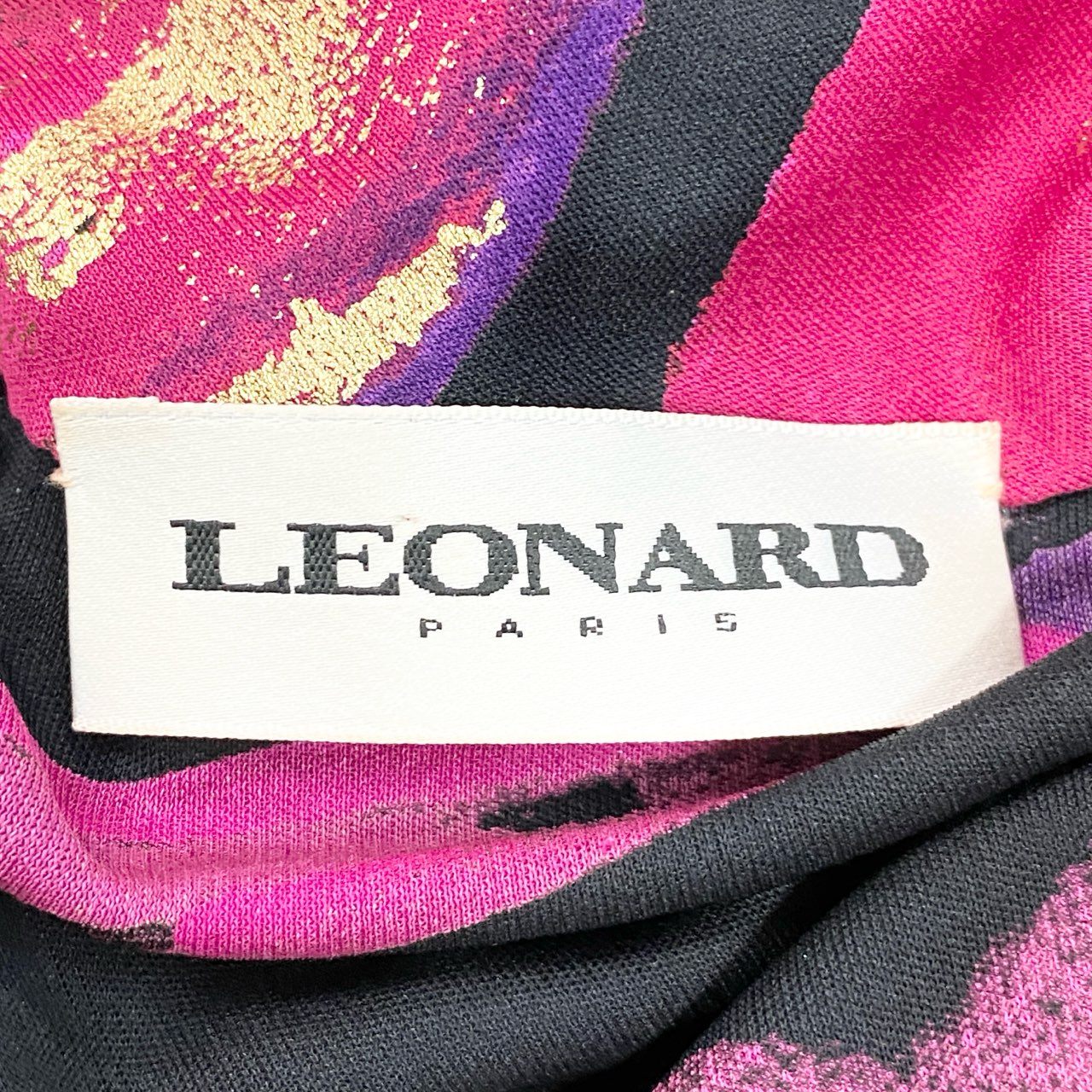 61c6 【美品】 LEONARD レオナール チュニックワンピース ハーフジップ ロングスリーブ レディース 女性服 サイズ40 マルチカラー シルク100％u02t