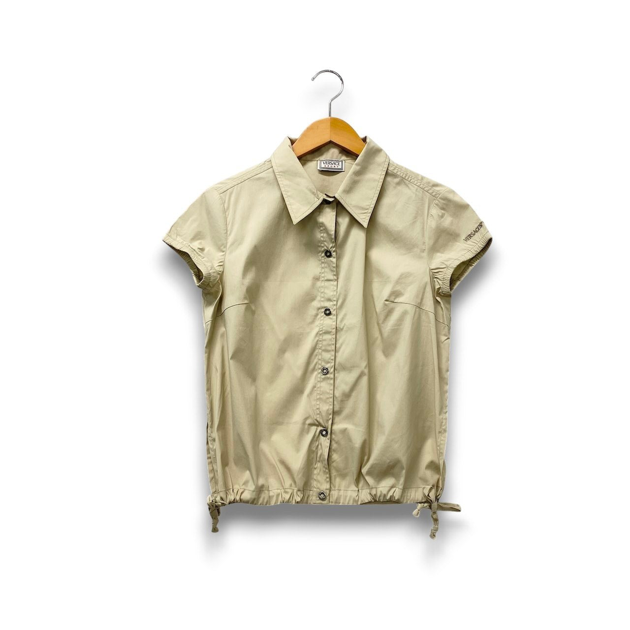 10c29 VERSACE SPORT ヴェルサーチ 半袖シャツ トップス 薄手 ストレッチ イタリア製 レディース 女性服 サイズ42 ベージュu02t