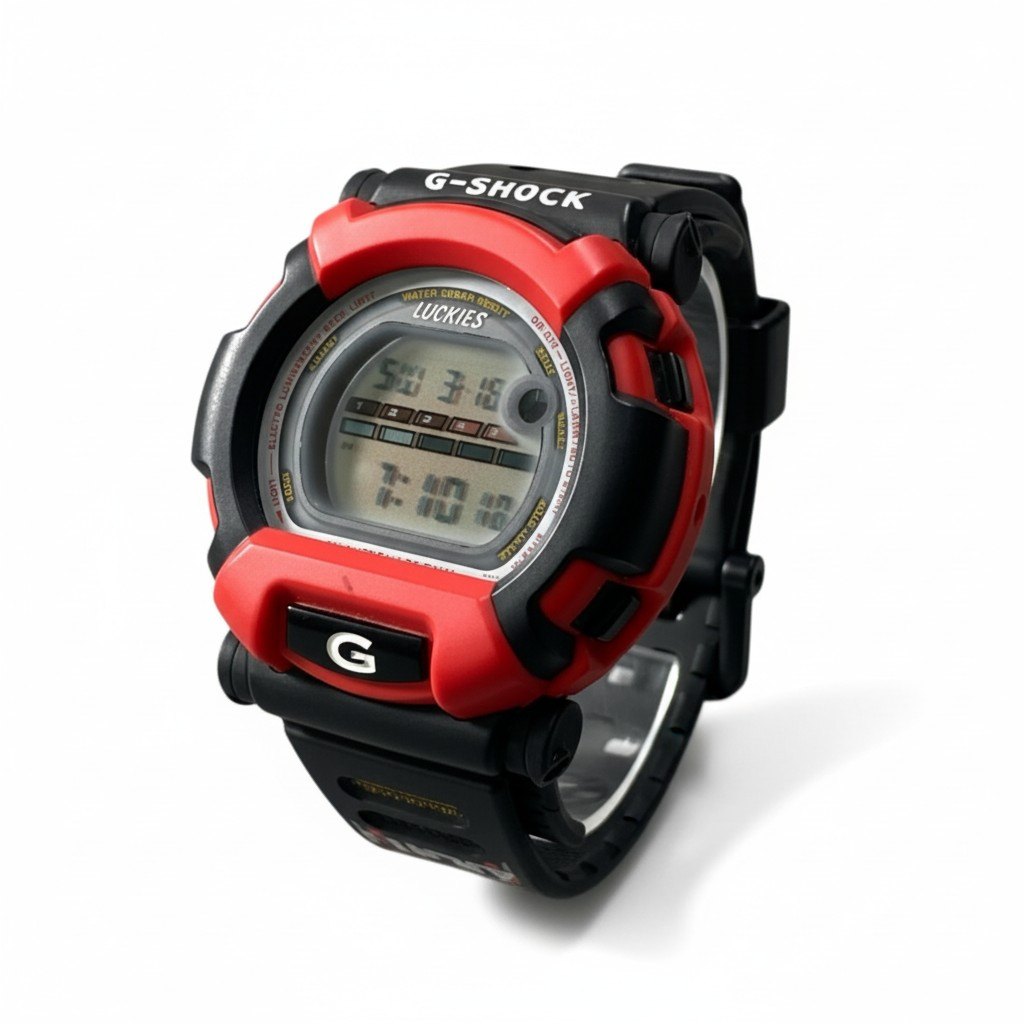 c23 【稼働品】CASIO G-SHOCK カシオ Gショック DW-002 ラッキーストライク デジタル腕時計 レッド/ブラック メンズウォッチk02i
