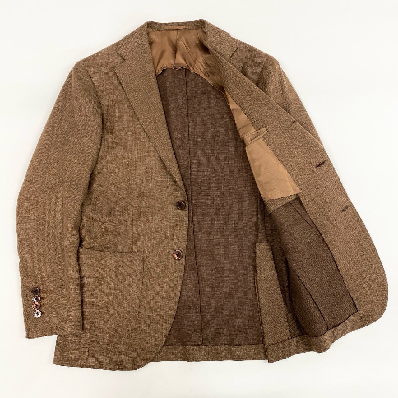72i3 Brilla per il gusto ブリッラ 日本製 BEAMS F 別注 ミックス ソリッド テーラードジャケット ブレザー ビームス 24-16-1656-015 44 ライトブラウン ウール シルク リネン メンズo07t