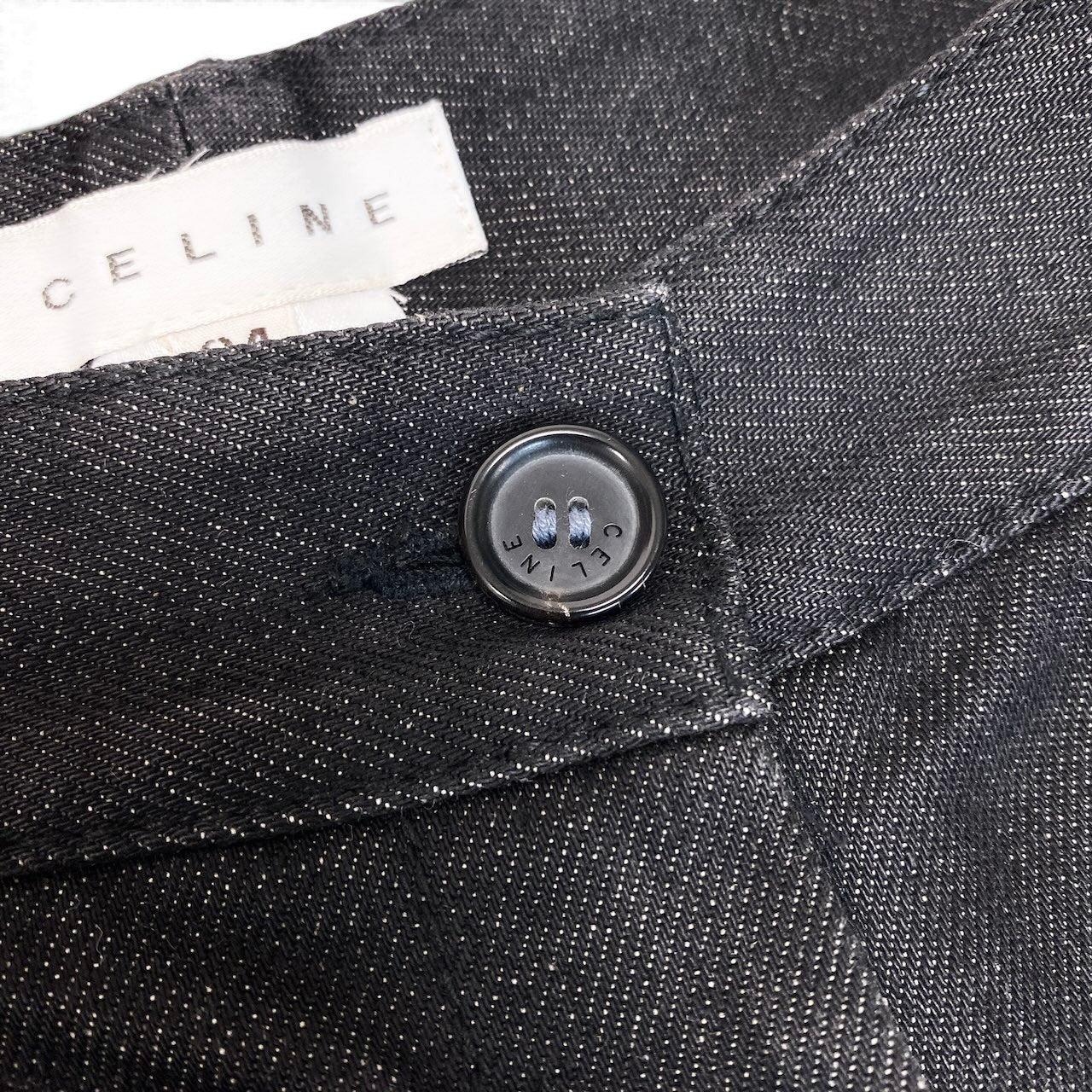 Ef26 【美品】 CELINE セリーヌ デニムパンツ トリオンフモチーフ刺繍 ブラックジーンズ コットン混 レディース 女性用 21A40 1580 34 ブラックu02t
