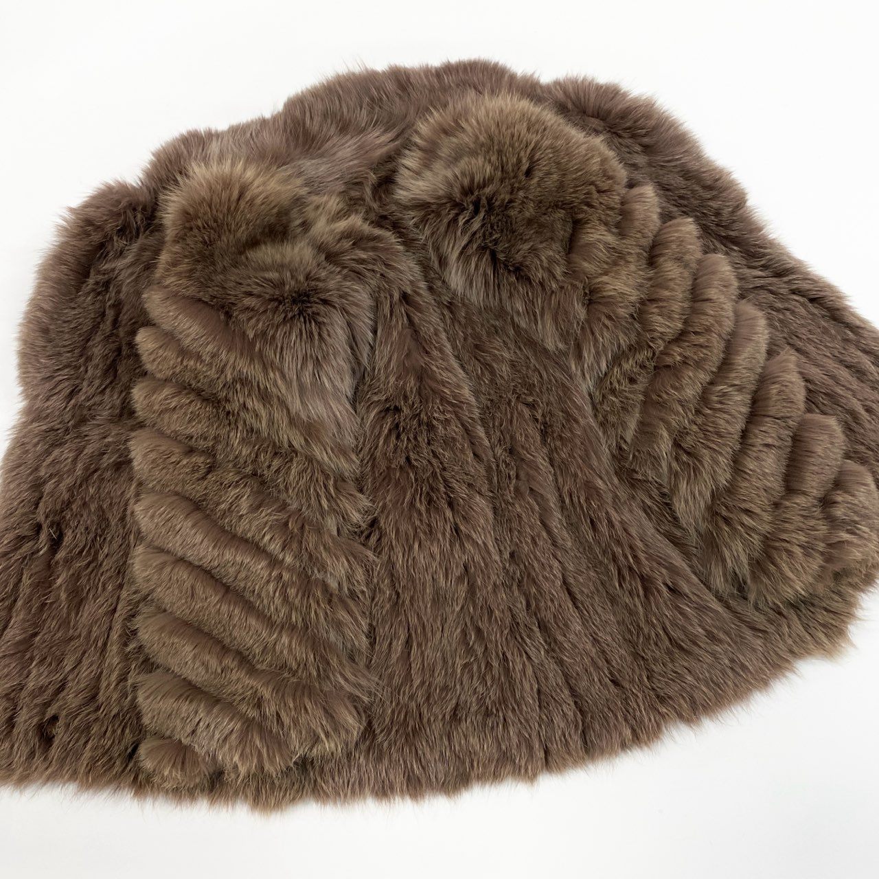 16a16 染め フォックスファーコート サイズF 茶系 本毛皮 Dyed Fox Fur Coat ポケット有t18r