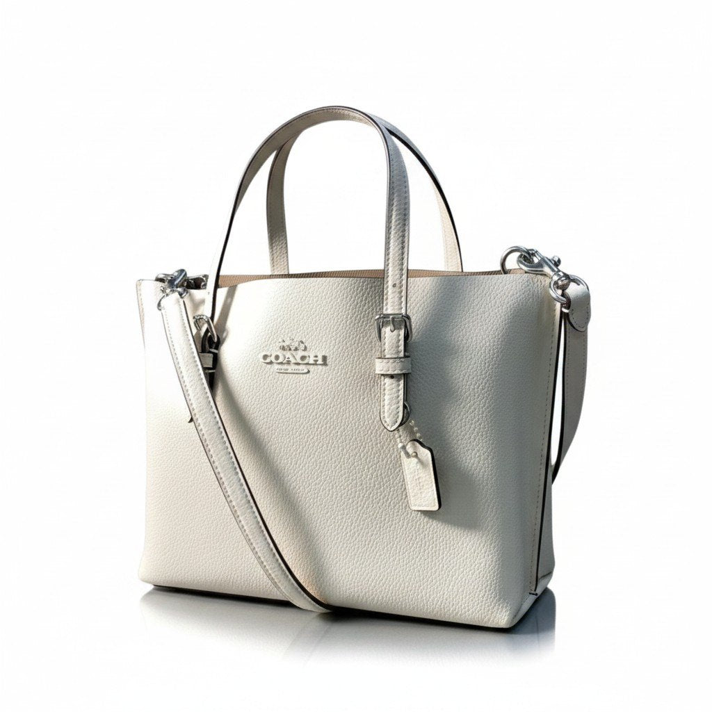 i7 《未使用品》 COACH コーチ 現行 モリー 2Way トートバッグ Mollie Tote Bag 25 White ホワイト レザーt18r