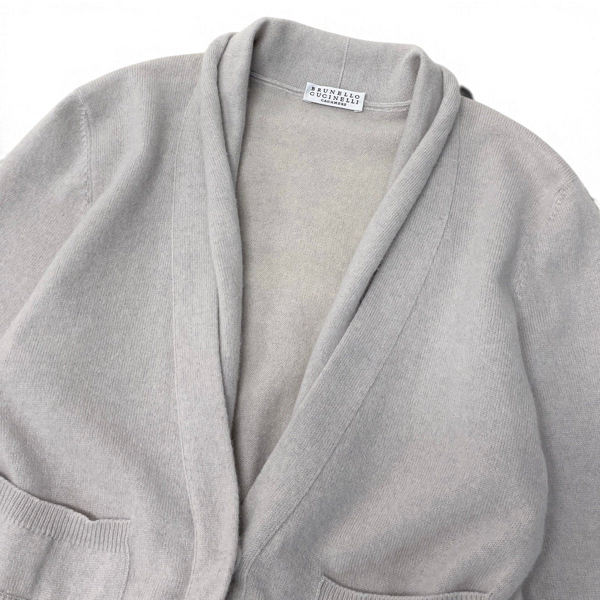 i27 BRUNELLO CUCINELLI カシミヤニットカーディガン レイヤードデザイン Vネック Mサイズ アイボリー カシミヤ100％ レディース 女性用u02t