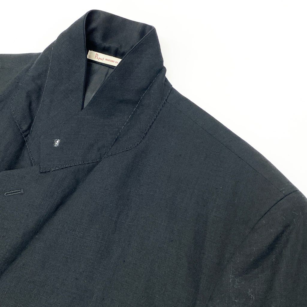 81L15 Papas パパス テーラードジャケット サマージャケット M ブラック リネン100 メンズu02t