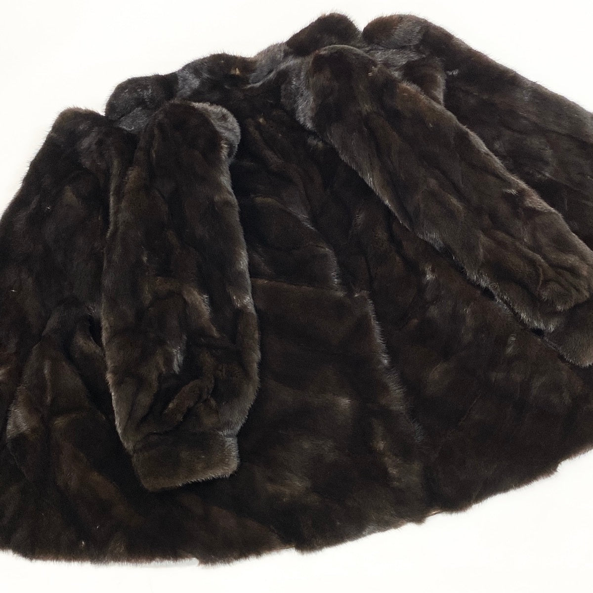 25g8 CANADA Majestic Mink 裾フレア × 袖段 マホガニーミンク ファーコート サイズF ブラウン 最高級本毛皮 Mink Fur Coatt18r
