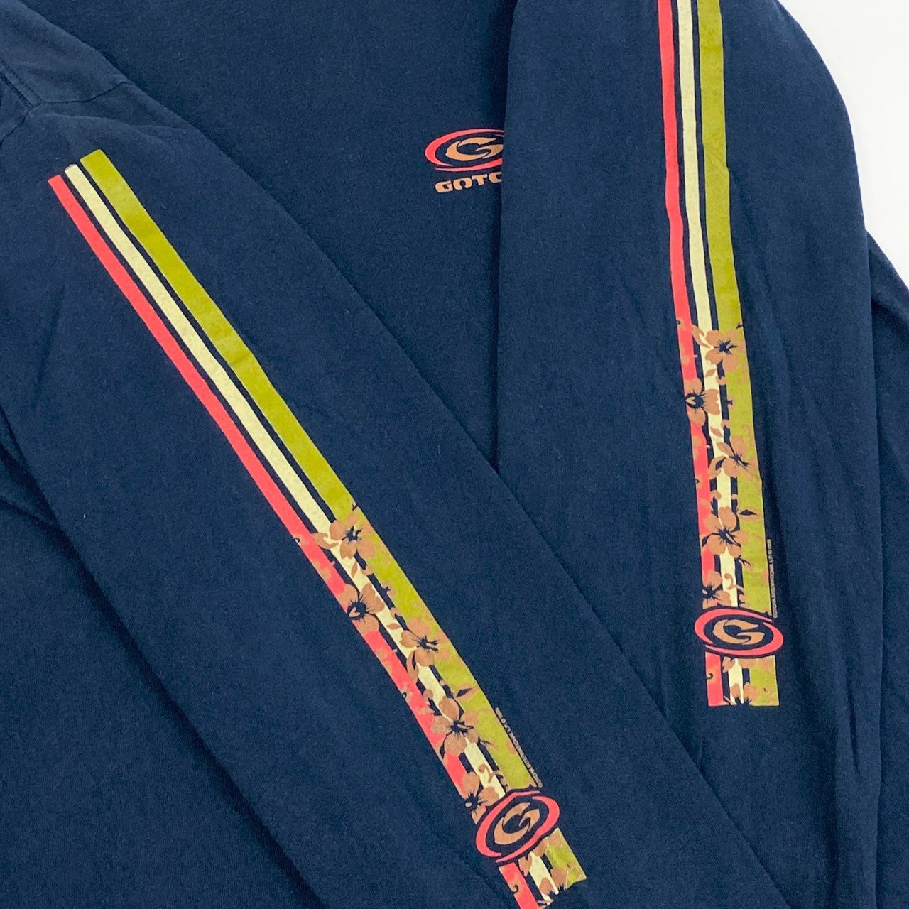 66i11 GOTCHA ガッチャ 長袖カットソー 98年 90’s old surf 両面袖プリント Tシャツ USA製 メンズ 男性用 XL ネイビー マルチカラー コットン100％u02t
