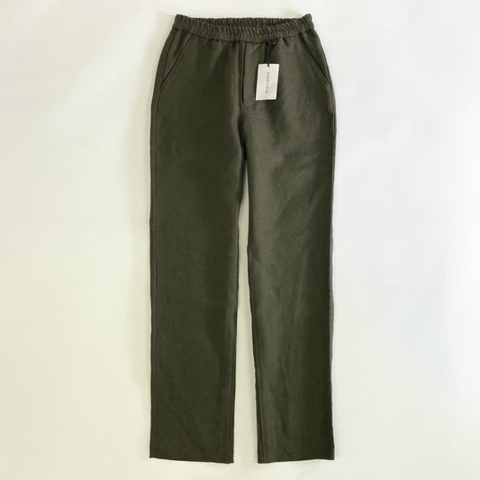 63j18 《極美品》 タグ付 EGRETIQUE イグレティーク Casual Easy Slacks Plain Linen イージースラックスパンツ ボトムス 日本製 XS カーキ リネン