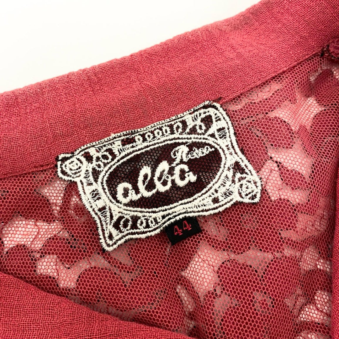 35j22 import ROSSA インポートロッサ 花柄レース刺繍 テーラードジャケット 羽織り 薄手 サイズ44 レッド レディースu02t