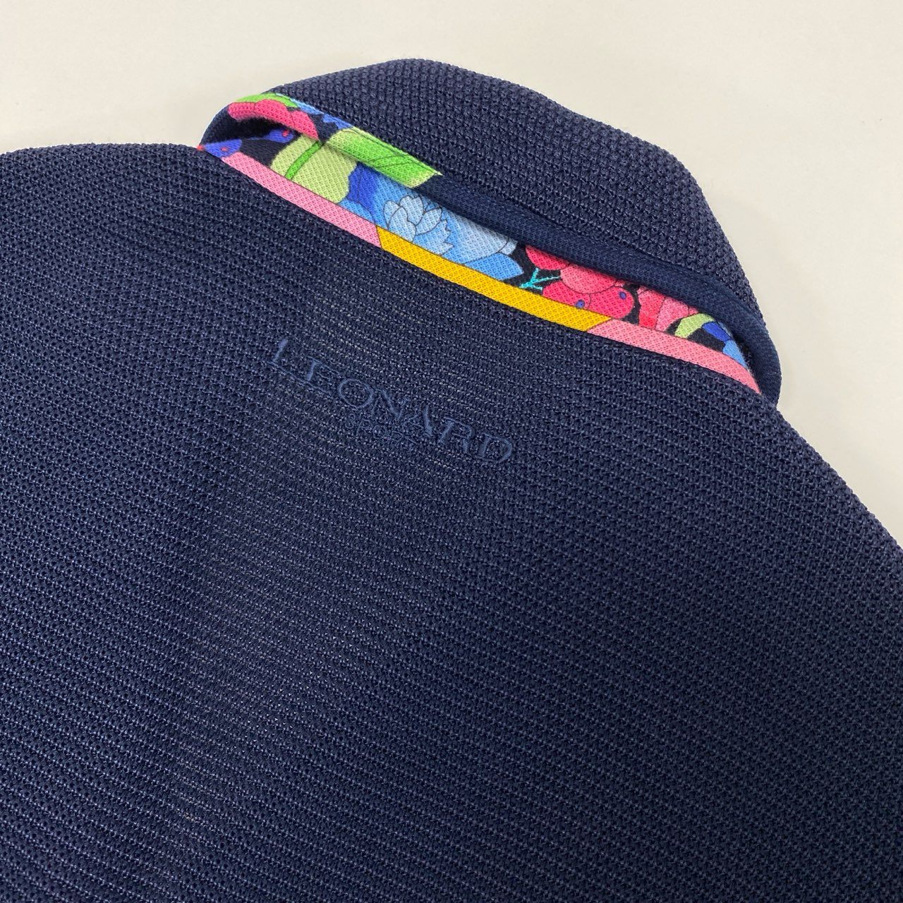 40k18 LEONARD レオナール テーラードジャケット ニットジャケット パイピング 0537892 38サイズ ネイビー レディースu02t