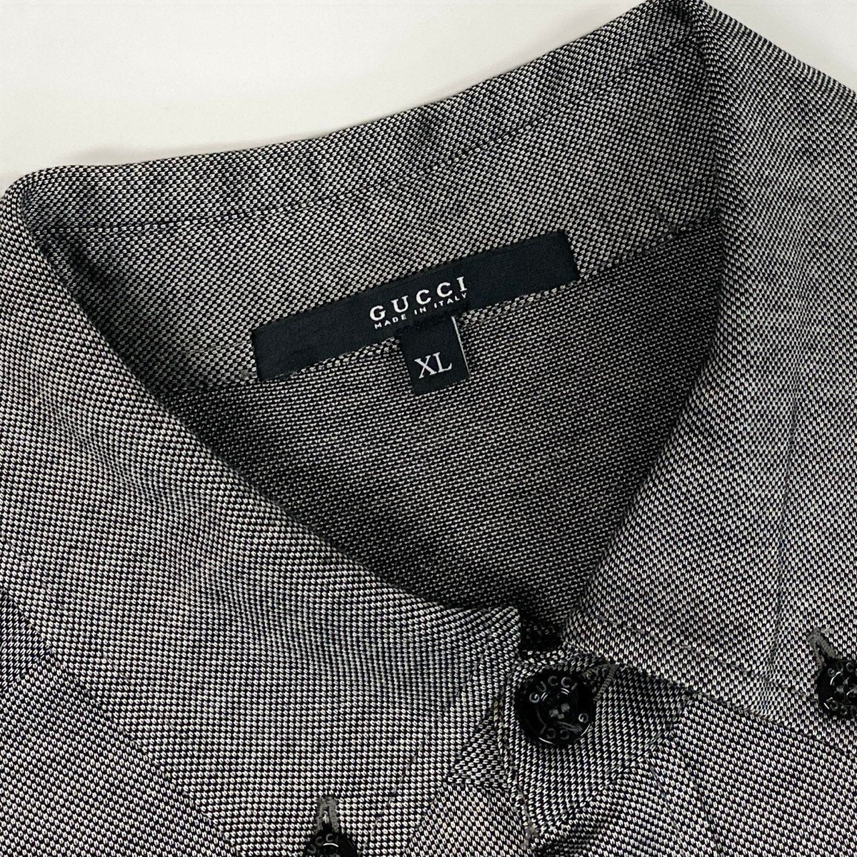 22i15 【美品】GUCCI グッチ シェリーライン 半袖シャツ ポロシャツ XLサイズ グレー コットン100％ メンズ 男性用u02t