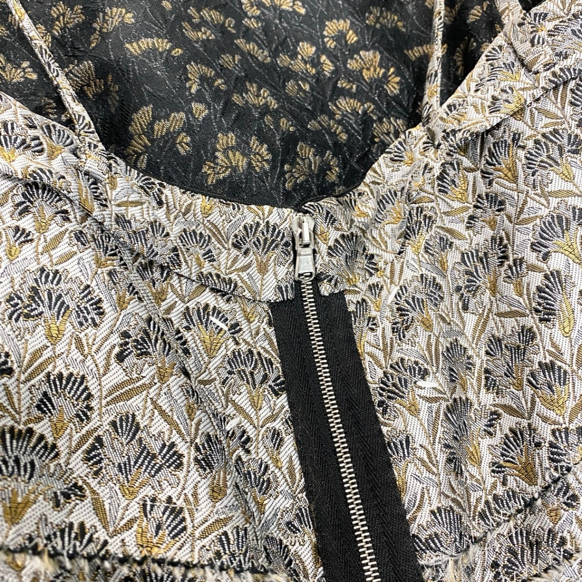 Af26 【新品保管品】 Maison Margiela メゾンマルジェラ キャミワンピース 花柄刺繍 イタリア製 切替デザイン レディース 女性用 S51CU0265 36 ブラック シルバー ゴールドu02t