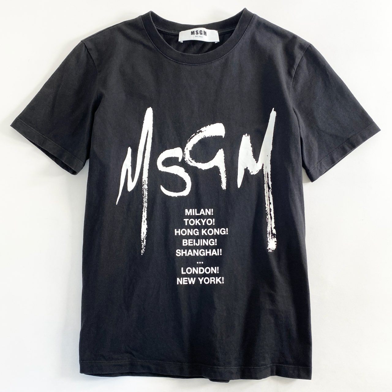 19d4 MSGM エムエスジーエム WITH GRAFFITI LOGO TEE グラフィティロゴTシャツ XS ブラック カットソー イタリア製