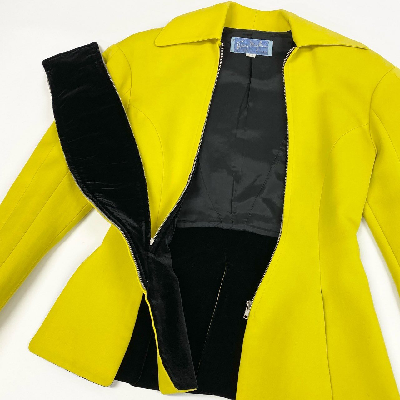 27a23 Thierry Mugler ティエリーミュグレー W Zip Set Up ダブルジップデザイン セットアップ 9AR イエロー 希少デザイン Vintage ヴィンテージt18r