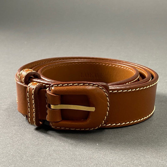 9f23 LOEWE ロエベ レザーベルト 80 ブラウン Leather Belt イタリア製