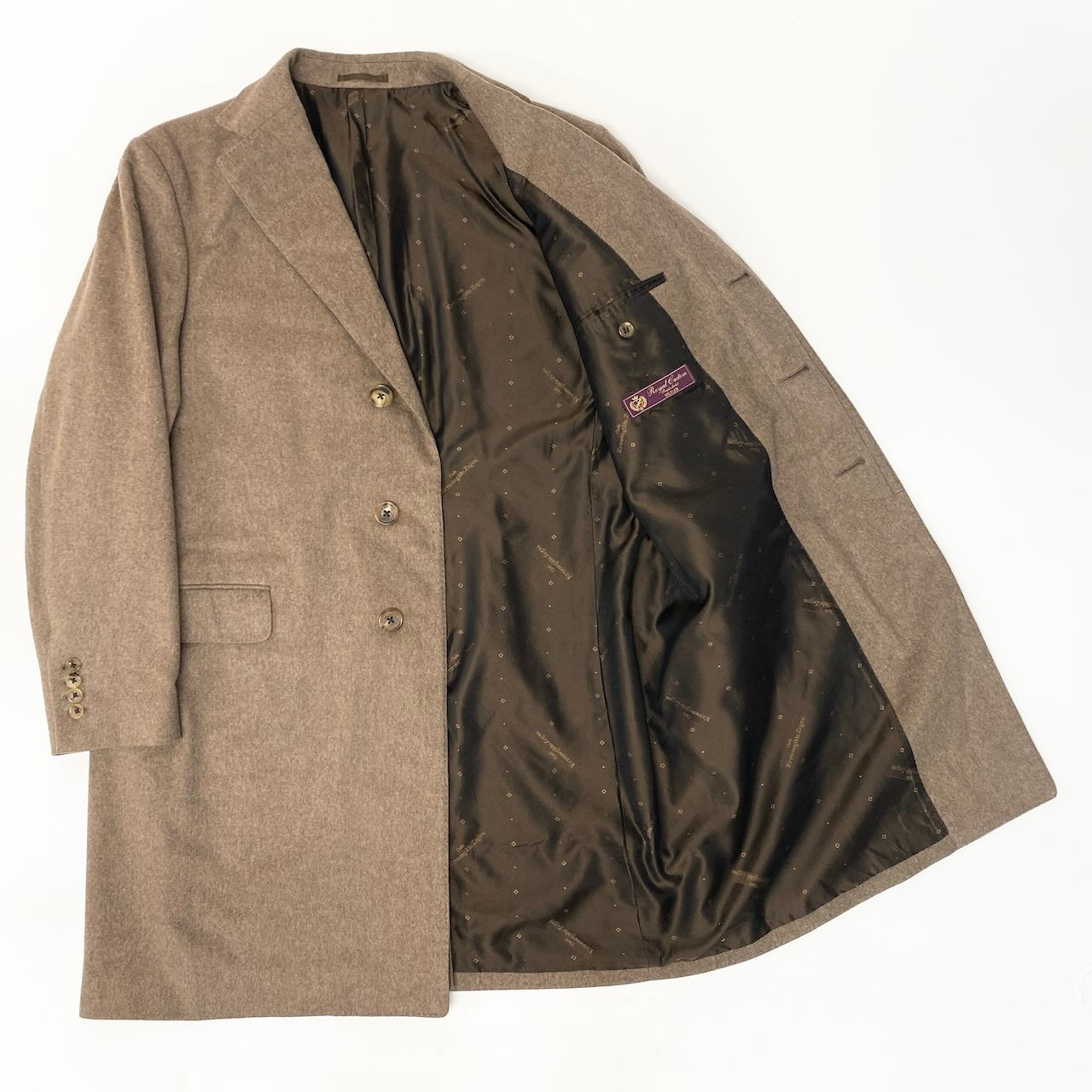 50e8 Ermenegildo Zegna エルメネジルド ゼニア カシミヤチェスターコート ジャケットコート オンワード樫山 Royal Custom ブラウン カシミヤ100％ メンズ 男性用u02t