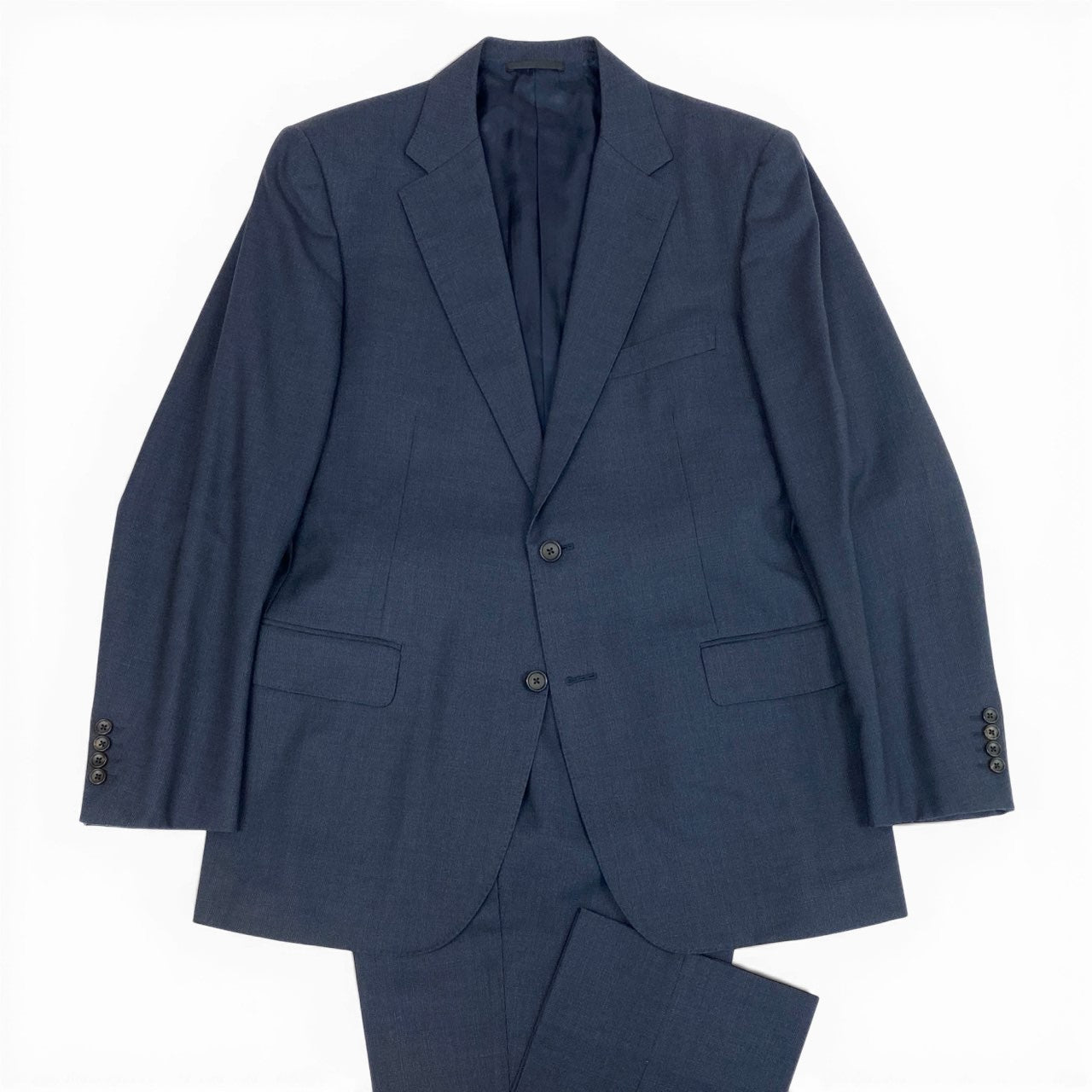 65a14 MACKINTOSH LONDON マッキントッシュ ロンドン シングルスーツ セットアップ 2B テーラードジャケット タックパンツ ビジネス フォーマル メンズ 紳士服 AB7 ネイビー ウール100％o07t