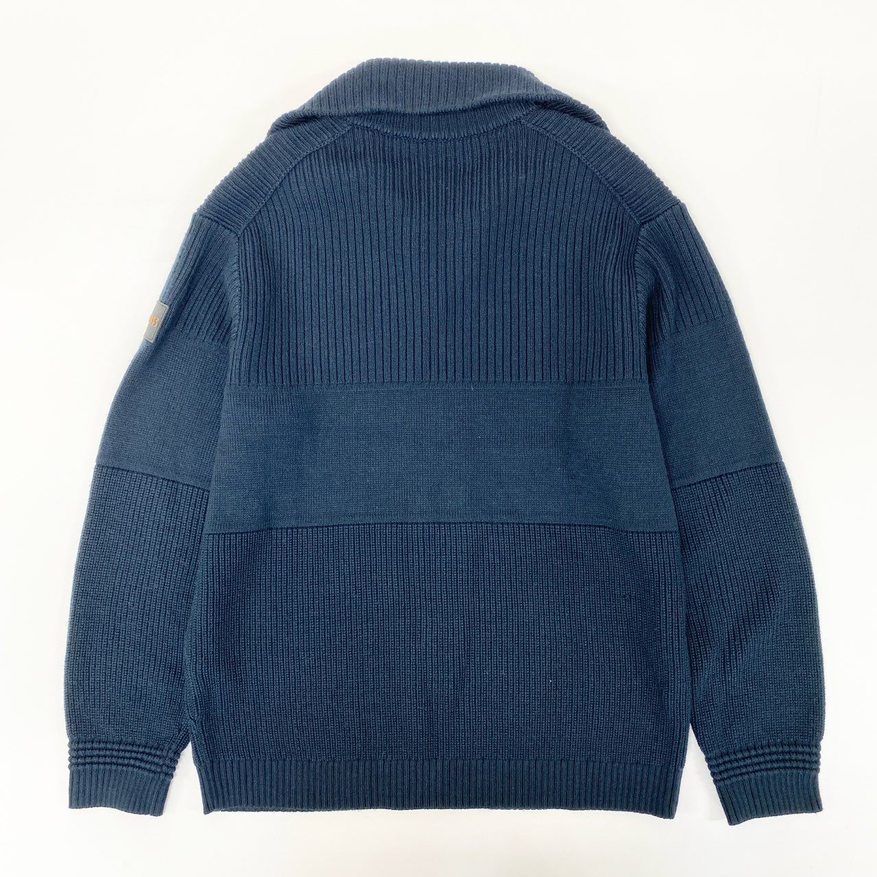 71i26 HUGO BOSS ヒューゴボス ドライバーズニット ジャケット XL ネイビー ロゴパッチ カーディガン 紳士服t18r
