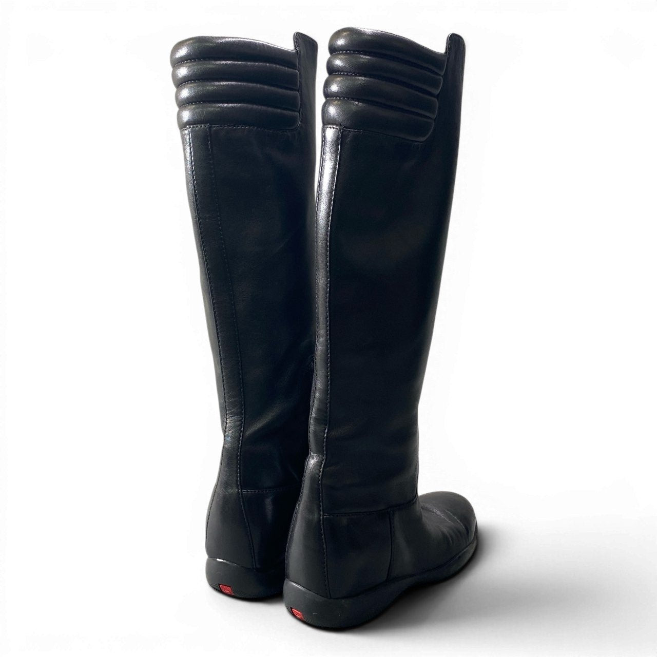 2d23 PRADA SPORT プラダスポーツ ロングブーツ レザーブーツ サイドジップ サイズ36 ブラック レディース 女性靴k02i
