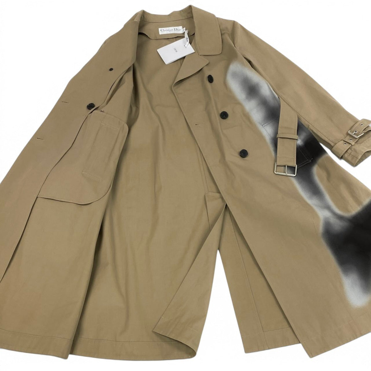 i21 【美品】Christian Dior 2024SS ラ・トゥール・エッフェルト トレンチコート 427M13A3995 42サイズ ベージュ コットン100％ レディース 女性用k02i