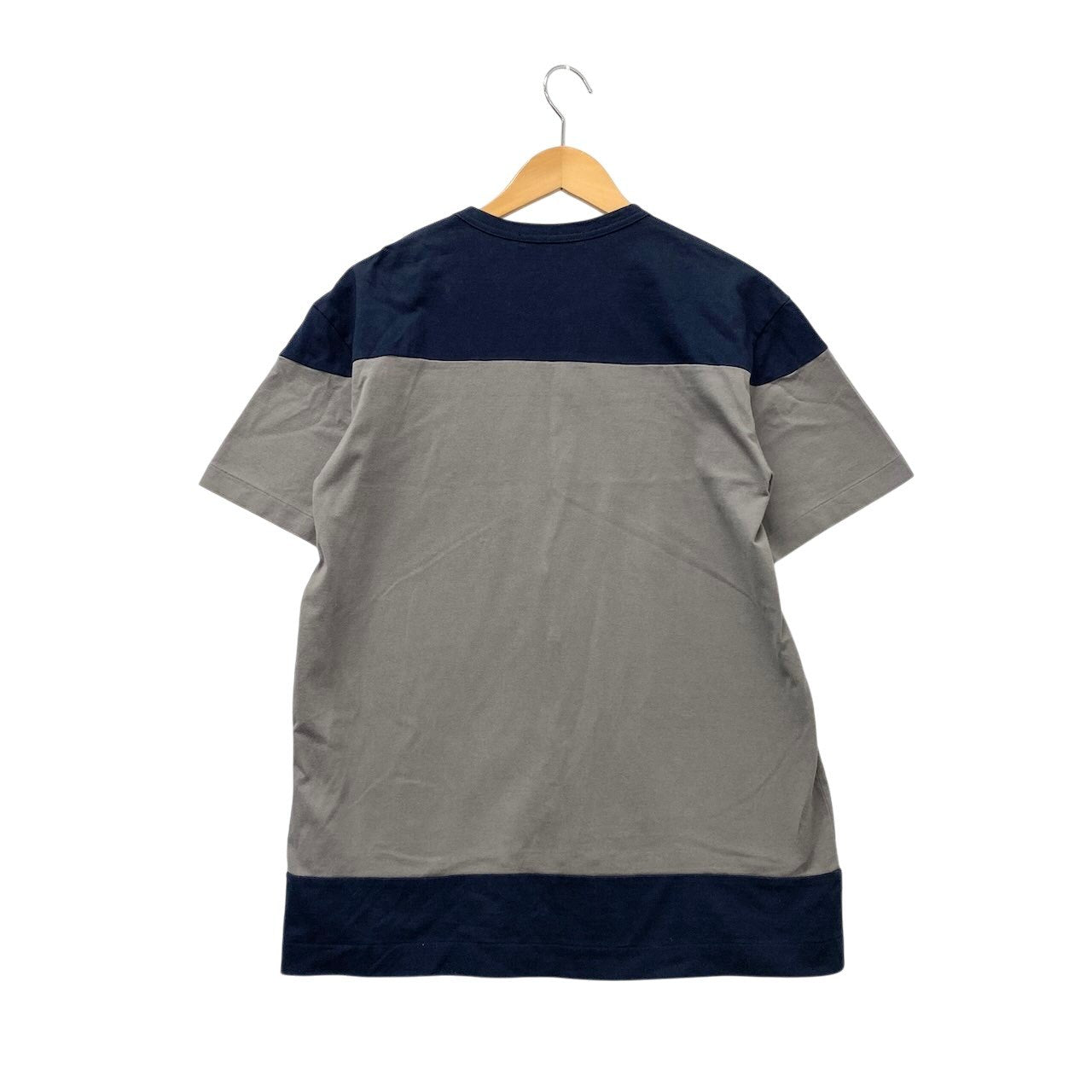 67e14 COMME des GARCONS HOMME DEUX コムデギャルソン オムドゥ 半袖Tシャツ コットンTシャツ バイカラー トップス 日本製 Lサイズ グレー ネイビー コットン100％ メンズ 男性用u02t
