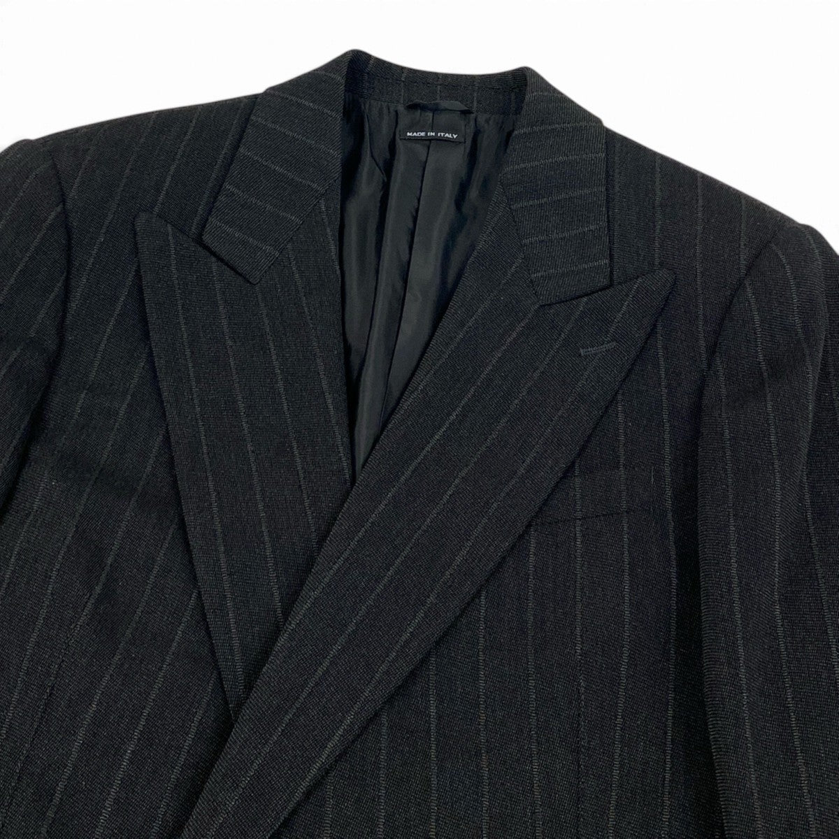 66j6 GIORGIO ARMANI ジョルジオアルマーニ ストライプ ダブルブレスト スーツ セットアップ サイズ50 グレー フォーマルt18r