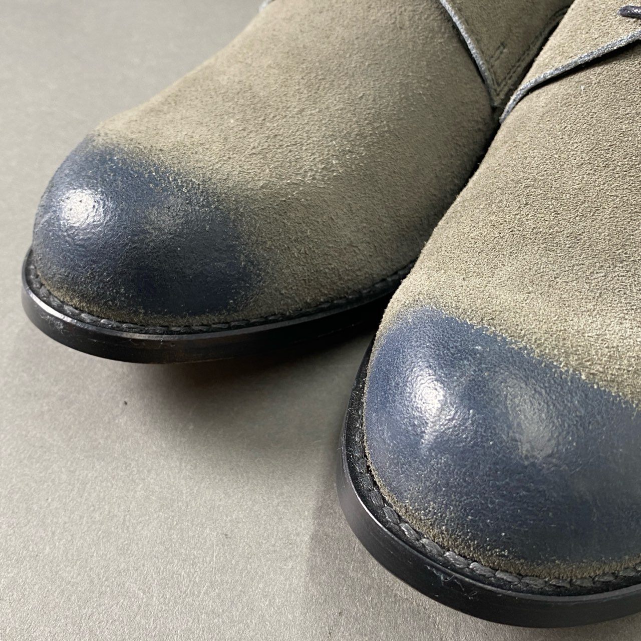 12f6 《極美品》 PADRONE パドローネ DERBY PLAIN TOE SHOES ダービープレーントゥシューズ 40 グレー スウェードレザー COW LEATHER 箱付き