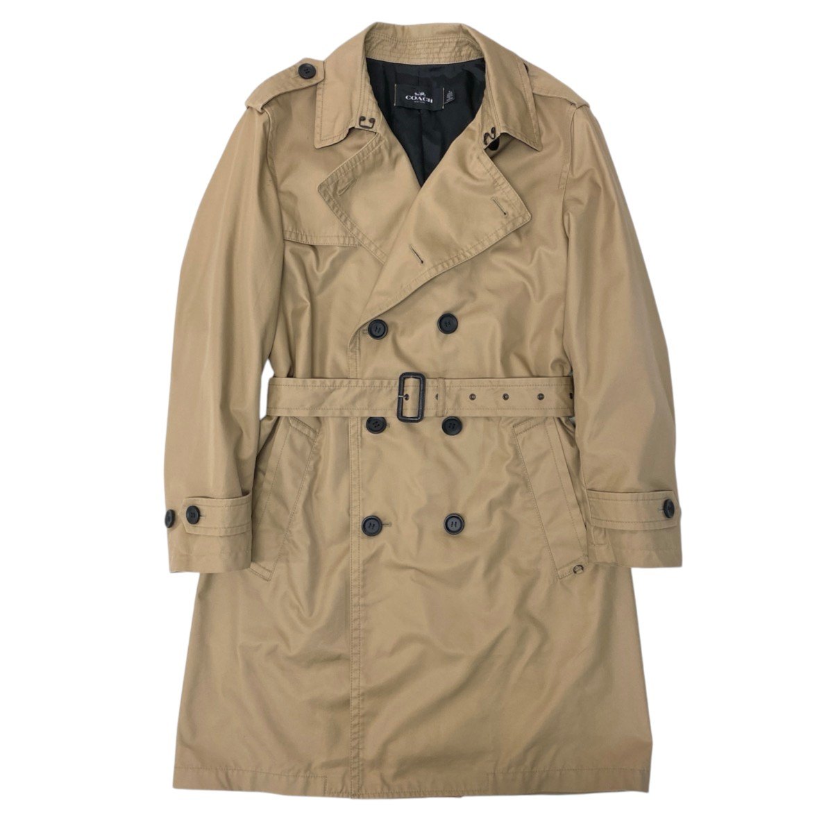 33h19 【美品】COACH コーチ トレンチコート スプリングコート ラムレザー F87431 Mサイズ ベージュ メンズ 男性用u02t