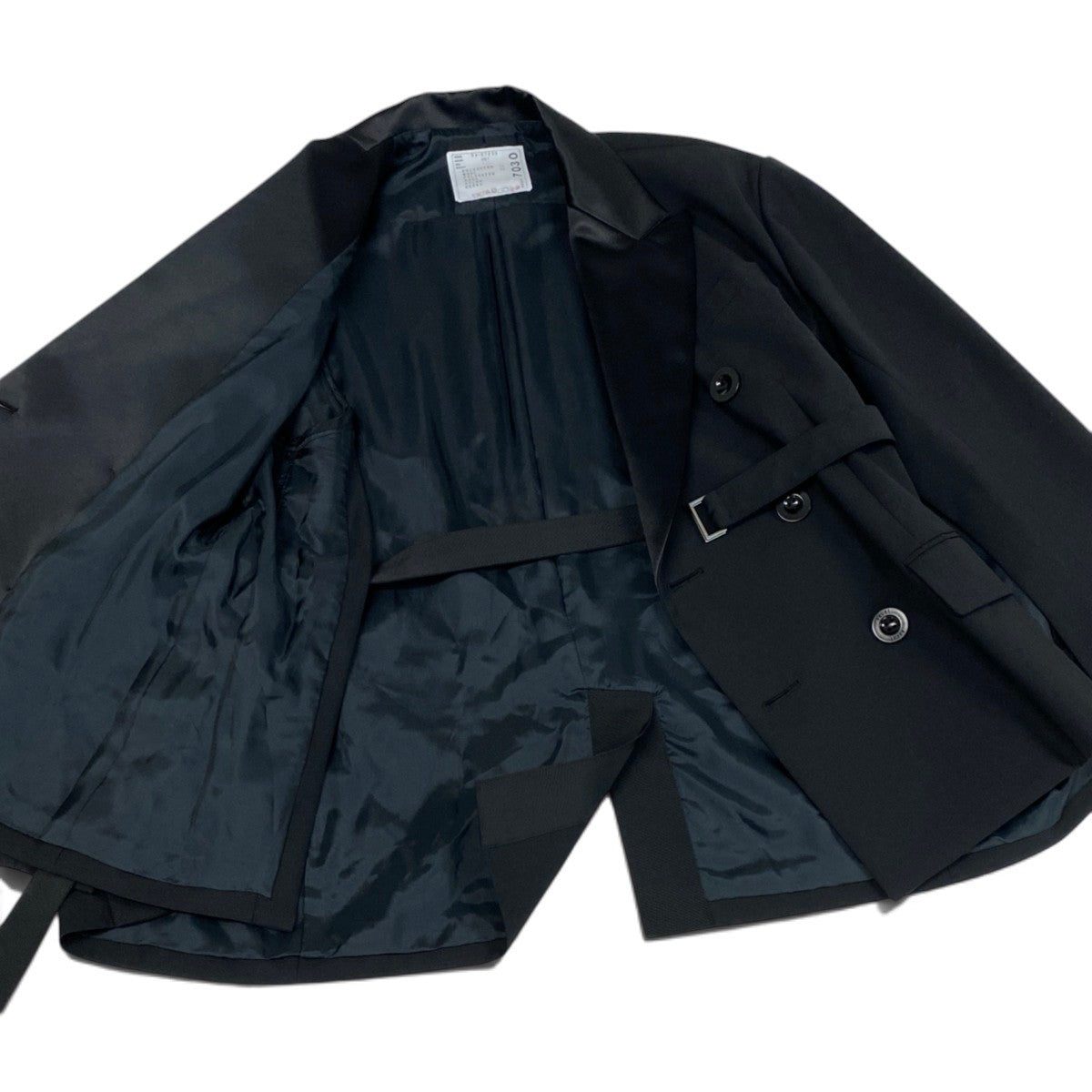 Aj19 【極美品】 sacai サカイ 24年 Suiting Jacket スーチングジャケット ダブルブレスト サイズ1 ブラック レディースu02t