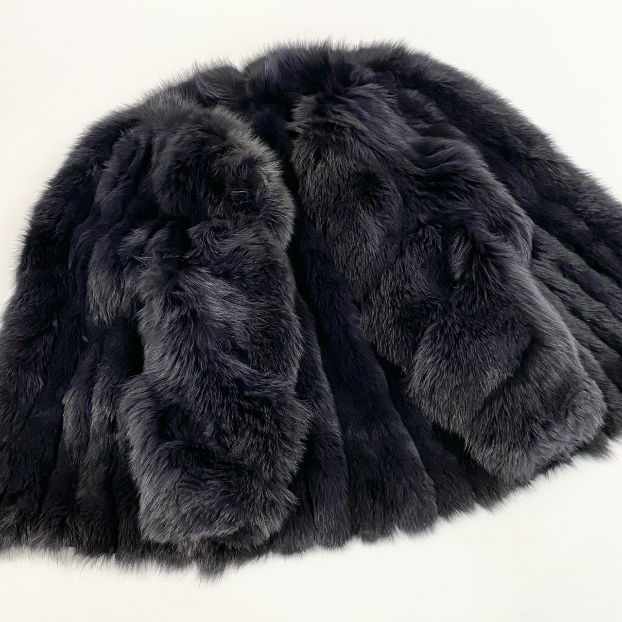 71a15 SAGA FOX サガフォックス 銀サガ 染め フォックスファーコート サイズF ブラック 最高級本毛皮 Fox Fur Black Coatt18r