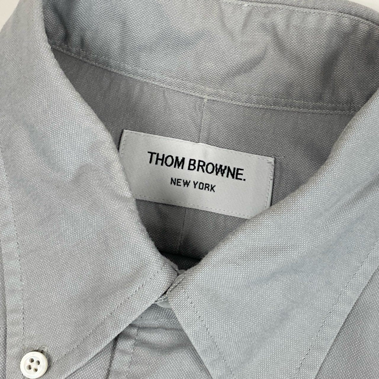 63a30 THOM BROWNE トムブラン 4BARストライプ 長袖シャツ ロングスリーブ 2 グレー コットン メンズo07t