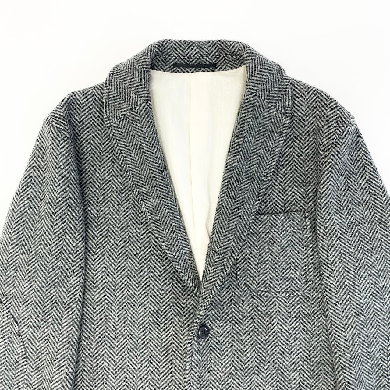 55d30 【美品】 J.PRESS Jプレス ジェイプレス RED LABEL テーラードジャケット へリンボーン 日本製 サイズL グレー メンズ 紳士服u02t