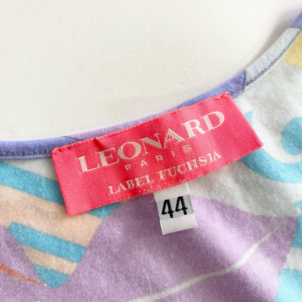 23d9 イタリア製 LEONARD LABEL FUCHSIA レオナール ノースリーブトップス カットソー タンクトップ サイズ44 マルチカラー レディース 日本製