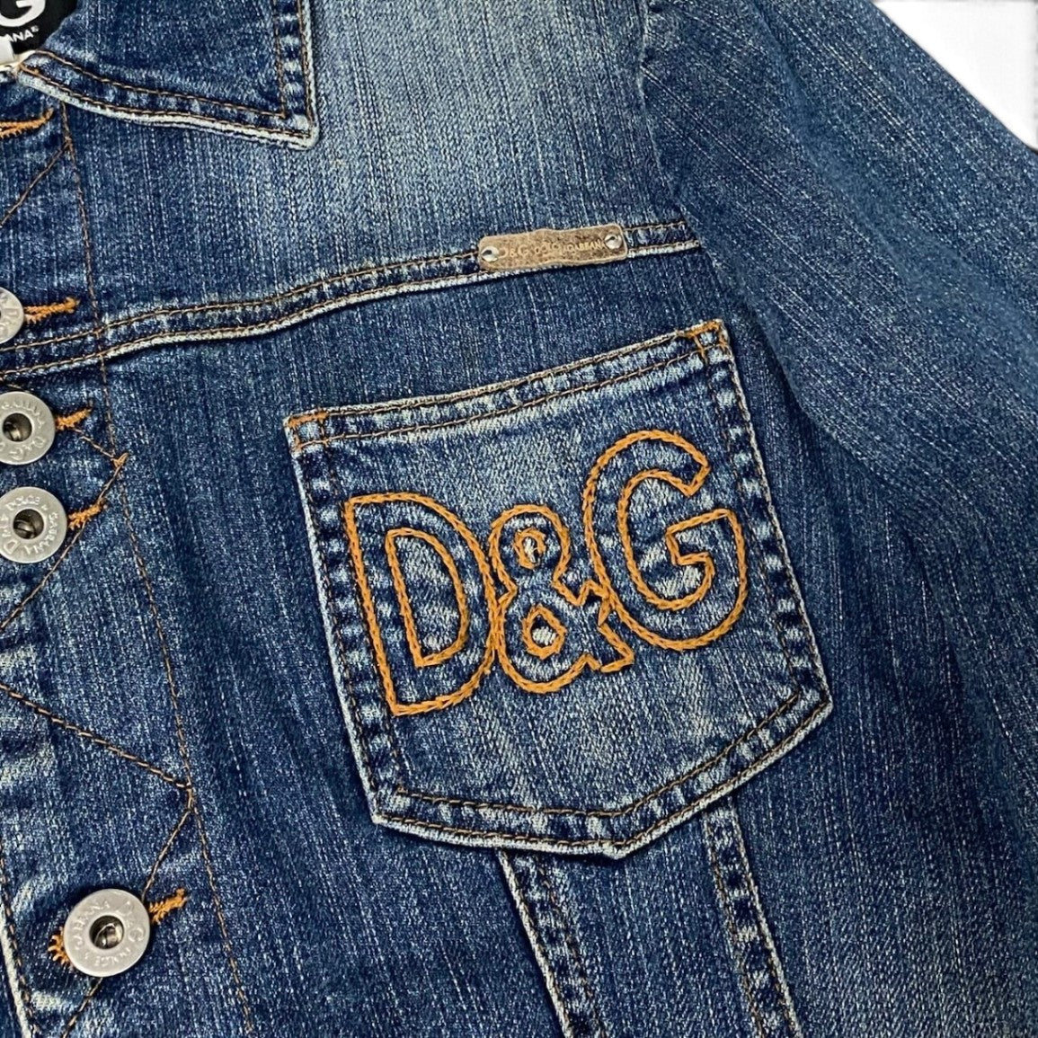 j29 D＆G DOLCE＆GABBANA 00's デニムジャケット ロゴステッチ アウター Sサイズ インディゴ メンズ 男性用u02t