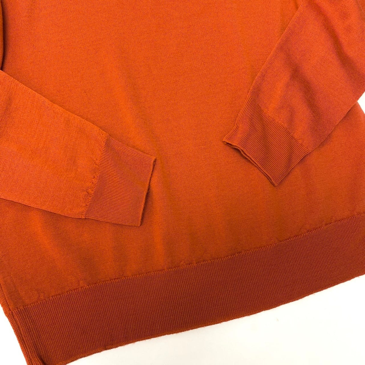 56e12 JOHN SMEDLEY ジョンスメドレー ロングスリーブニットセーター イングランド製 Lサイズ オレンジ ウール100％ レディース 女性用u02t