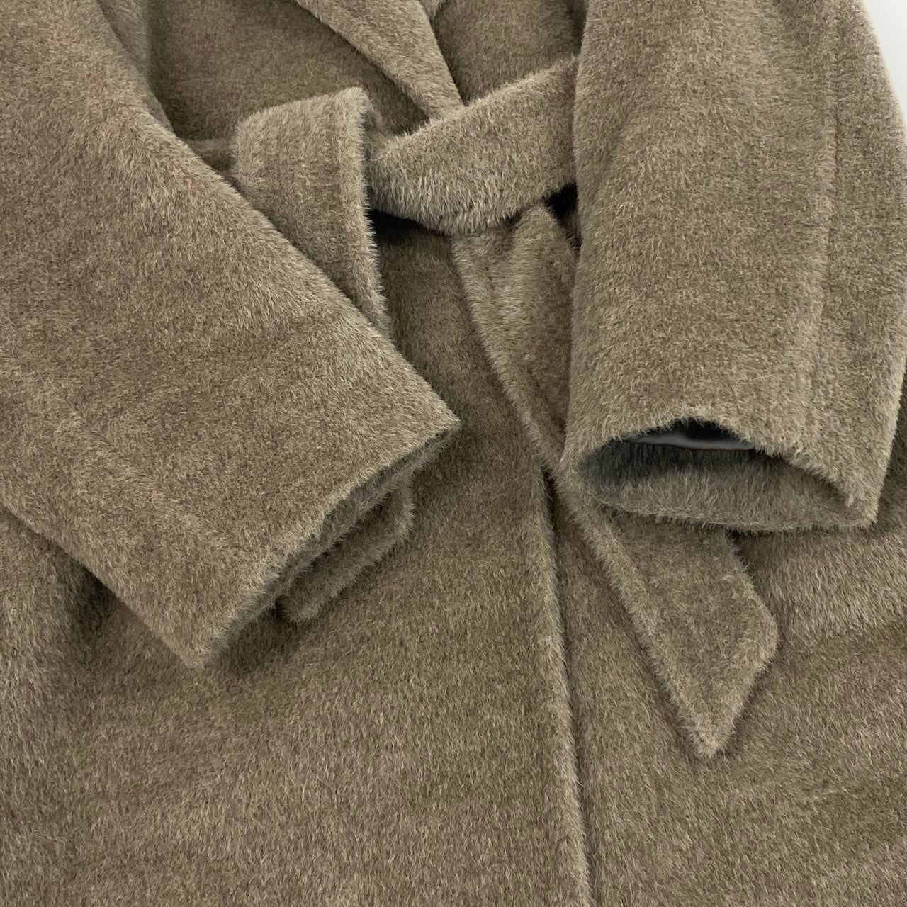 16e7【美品】Max Mara マックスマーラ フーディーアルパカシャギーコート アウター イタリア製 10861243 36サイズ ブラウン レディース 女性用t18r